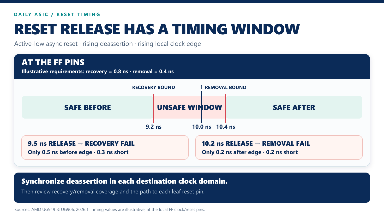 Asynchronous reset deassertion recovery/removal timing at FF pins 인포그래픽